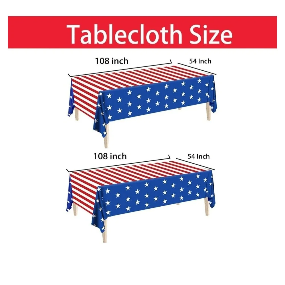 Patriotic 4th Of July Red White Blue Paper Plates Napkins Tablecloth Serve 25
